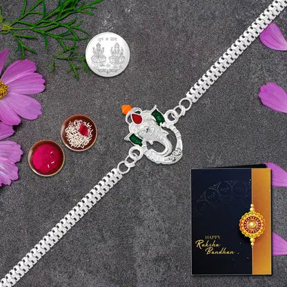 silver ganesh rakhi