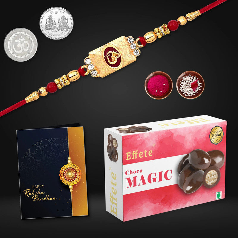 Rakhi Combo for Brother with Chocolate Magic(32-GM)Rakhi Gift | Plastic Gift Box