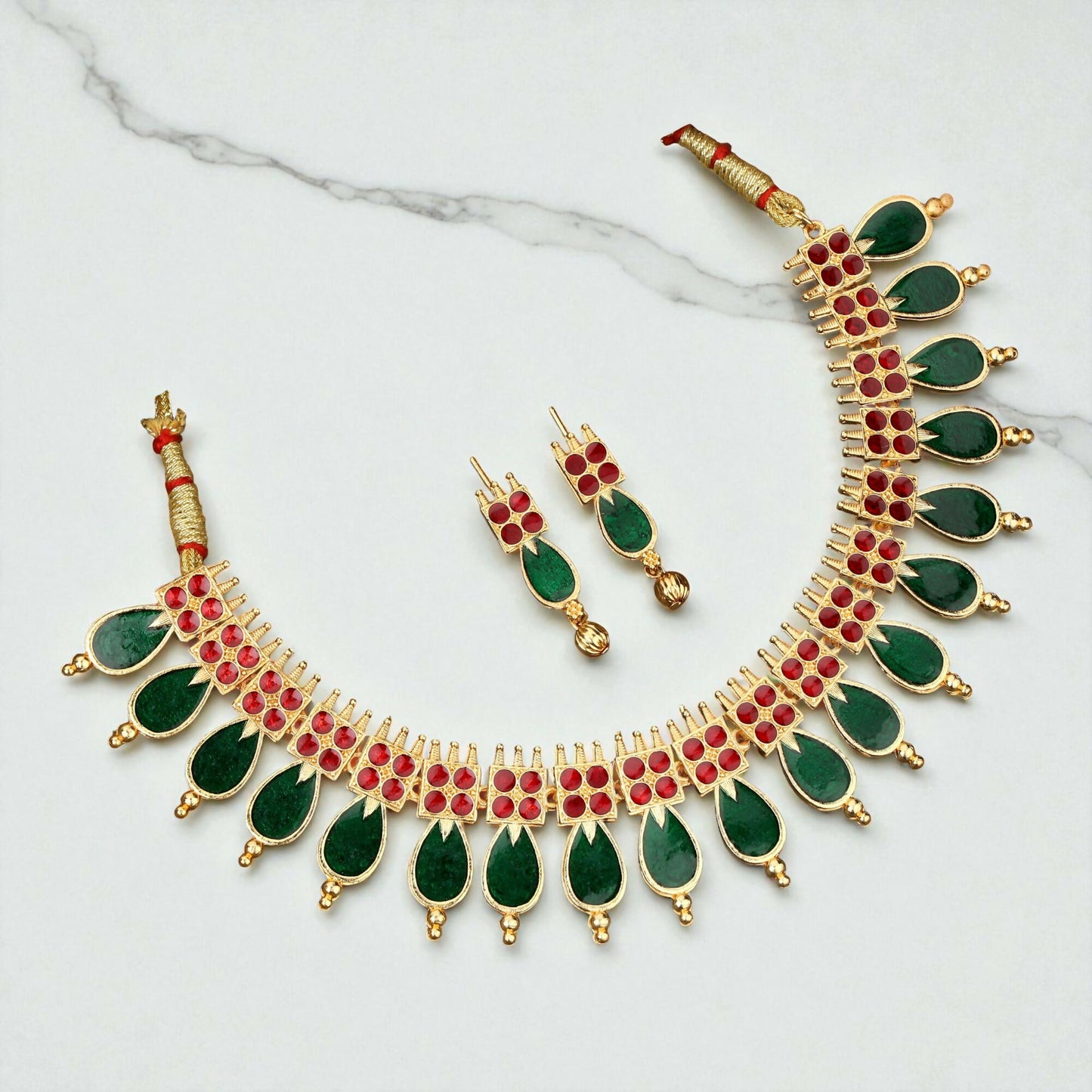 Four-Strand Faux Pearl Choker with Gold-Tone Floral Pendant