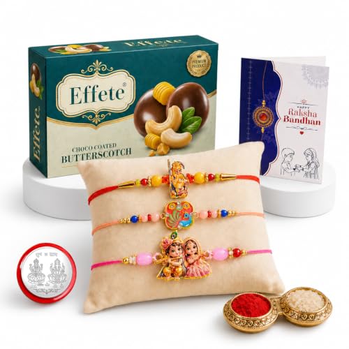 Ganesha Rakhi Combo - Raksha Bandhan Gift with Choco Butterscotch 32gm, Pack of 7
