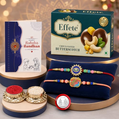 Evil Eye Rakhi Combo - Raksha Bandhan Gift with Choco Butterscotch 32gm, Pack of 6
