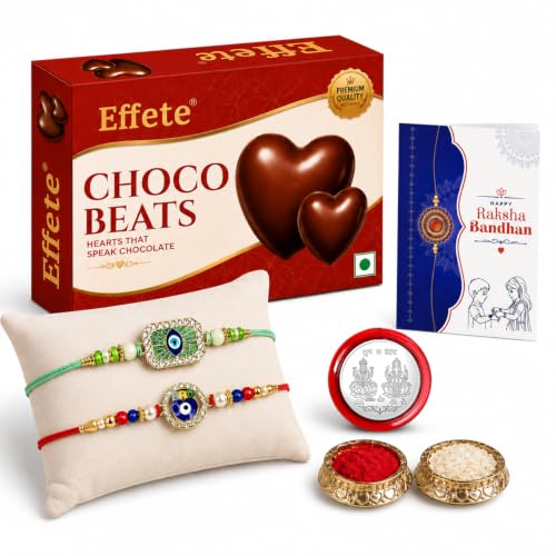 Evil Eye Rakhi Combo - Raksha Bandhan Gift with Choco Beats 32gm, Pack of 6 | Rakhi Gift