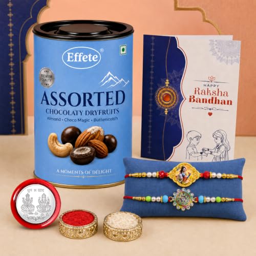 Krishna, Round Shape Rakhi Combo - Raksha Bandhan Gift with Assorted Choco 96gm, Pack of 6