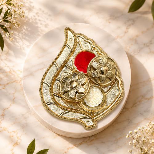 Rakhi for Brother with Leaf Pooja Thali - Rakshabandhan Gift Set, Pack of 7