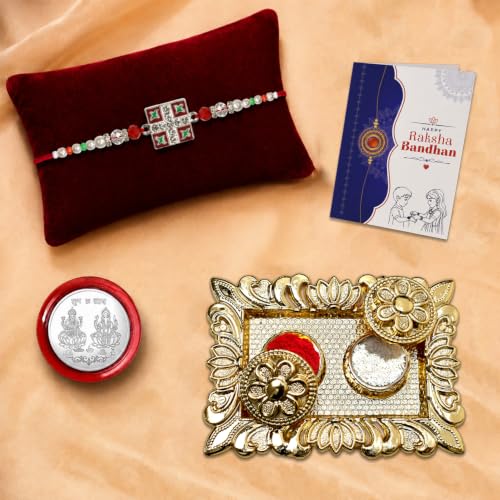 Rakhi for Rakhi Combo - Raksha Bandhan Gift with Rectangular Pooja Thali, Pack of 5