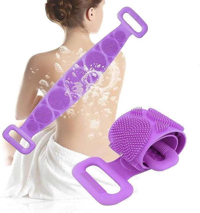 🎁 🎁 Silicone Body Back Scrubber Double Side Bathing Brush for Skin Deep Cleaning, Scrubber Belt (Copy)