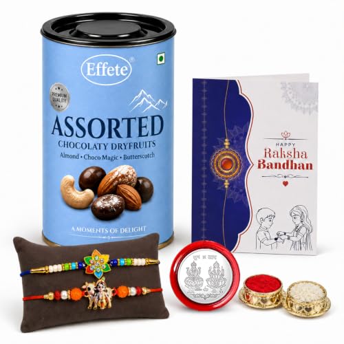 Flower, Krishna Cow Rakhi Combo - Raksha Bandhan Gift with Assorted Choco 96gm, Pack of 6