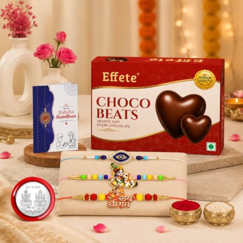 Shri Ram, Evil Eye Rakhi Combo - Raksha Bandhan Gift with Choco Beats 32gm, Pack of 7