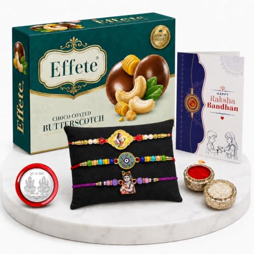 Krishna Rakhi Combo - Raksha Bandhan Gift with Choco Butterscotch 32gm, Pack of 7
