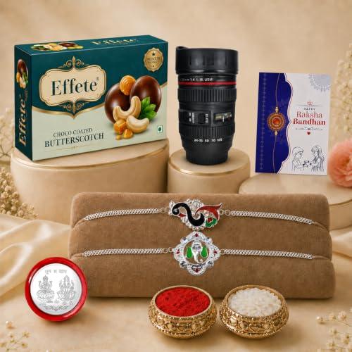 Rakhi for Brother with Chocolate & Coffee Mug - Rakshabandhan Gift Set, Pack of 7