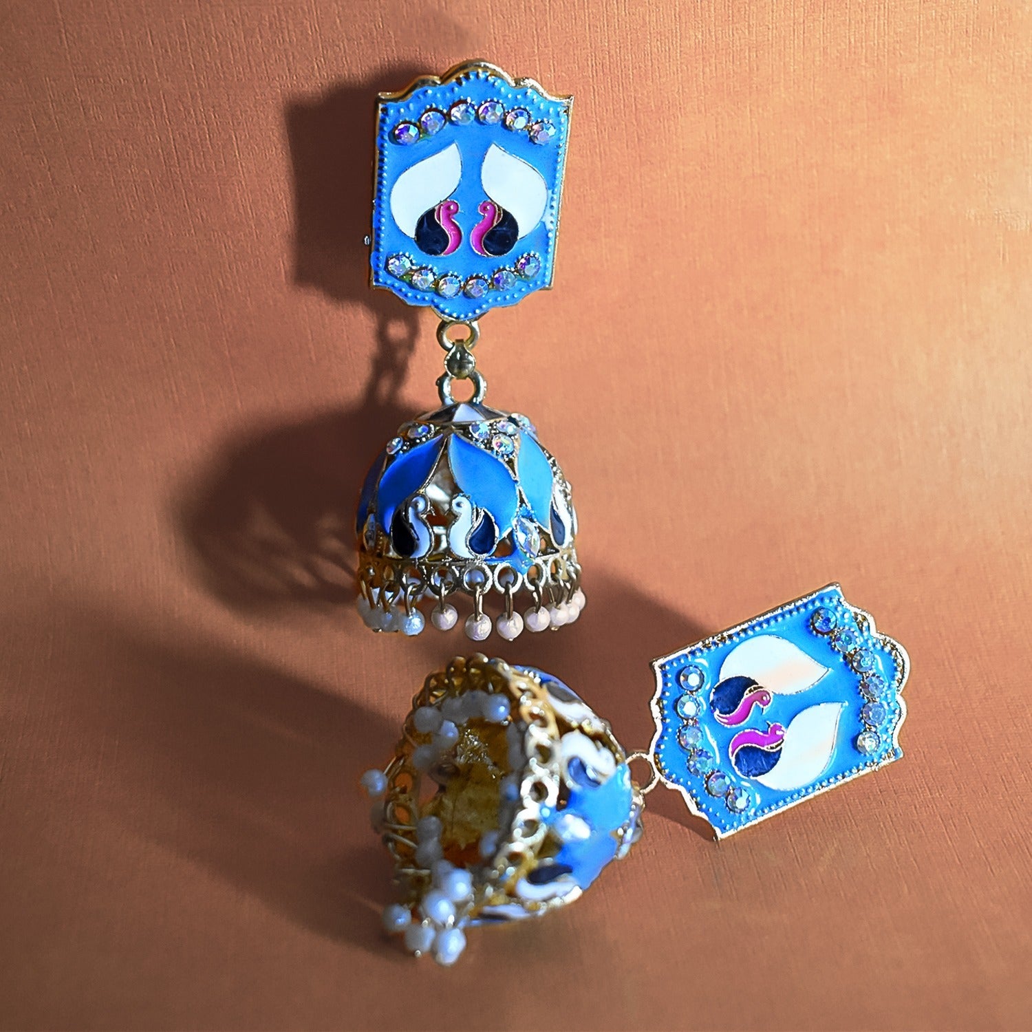 Vibrant Blue Jumka Earrings with Elegant Detailing – Stylish New Design