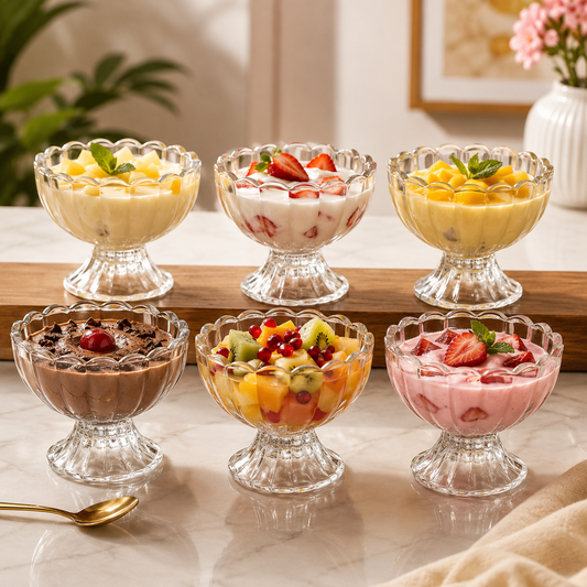 Serving Dessert Bowls – 6 Pc Brown Plastic Set | Lunchie Bunchie
