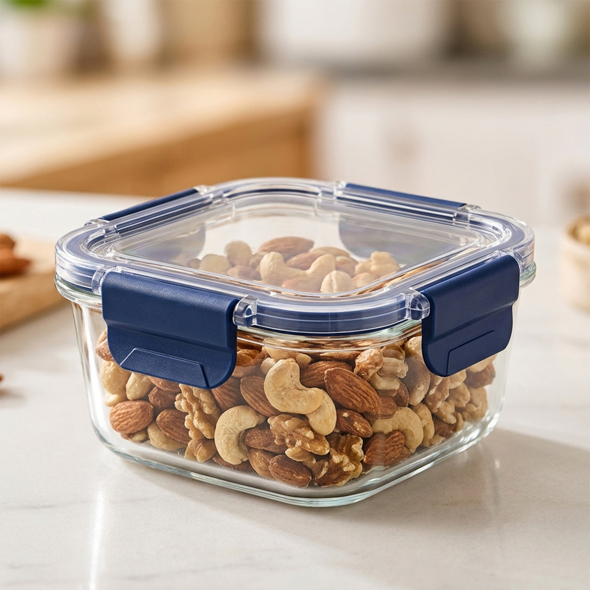 Cello 320ml Square Glass Food Storage Container with Smart Lock Lid (1 Pc, 320 ML)