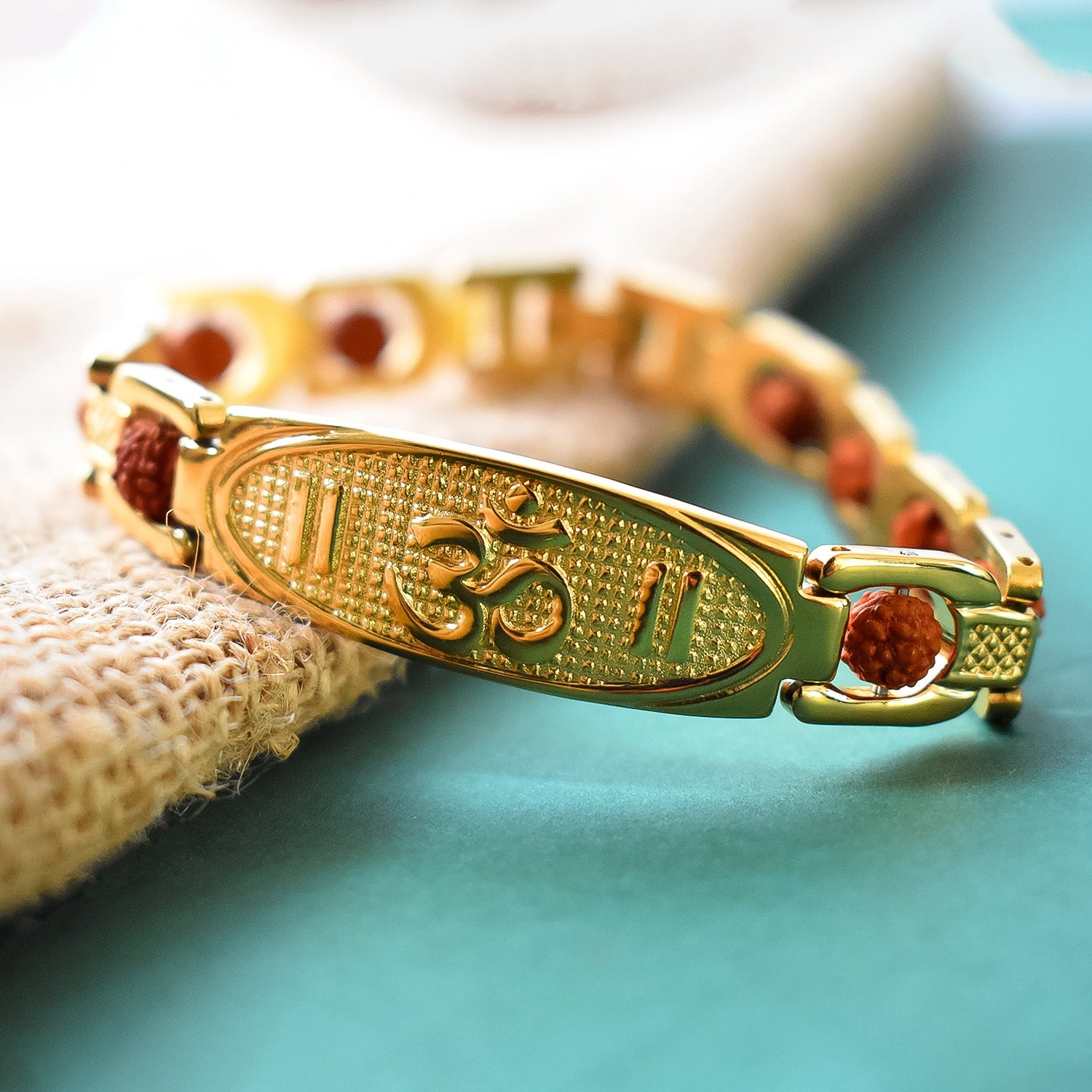 Om Name  Bracelet with Rudraksha: Divine Energy and Protection