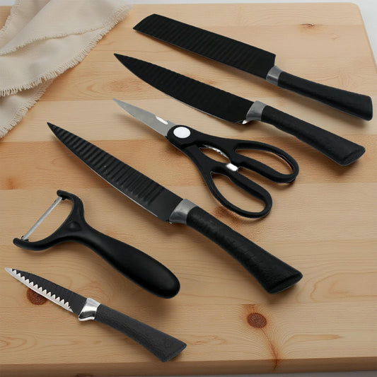 6-piece professional kitchen knife set with peeler and scissors