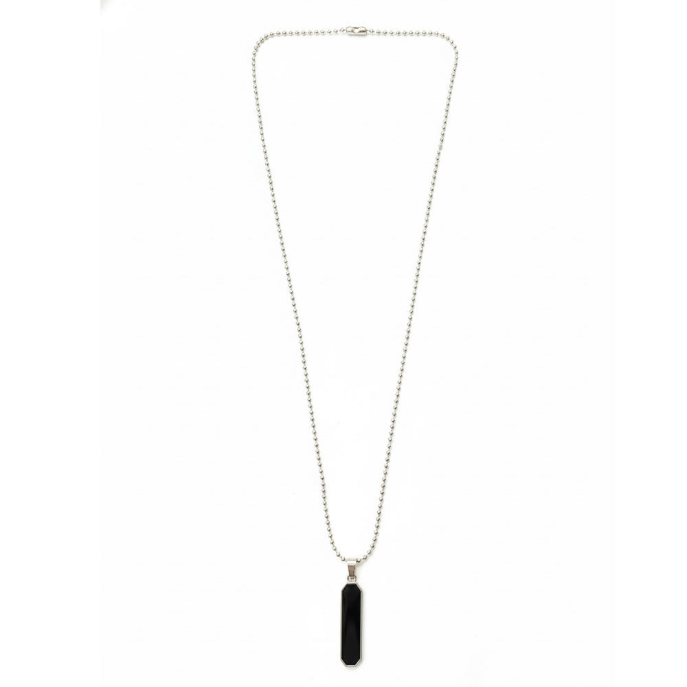 Minimalist Black Inlay Rectangular Pendant for Men