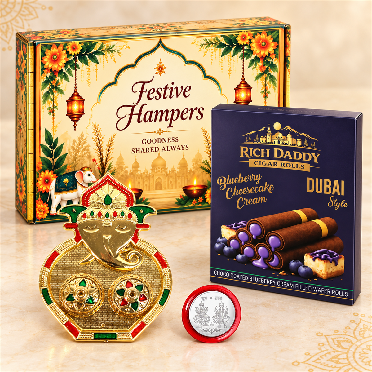Ganesh Kumkum Dish and Coin Gift Set