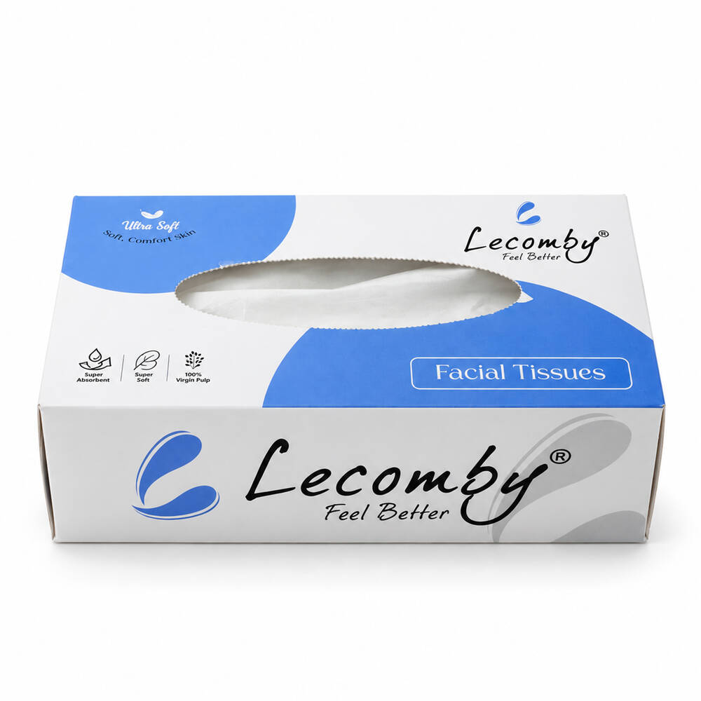 Soft Facial Tissue Paper Box, 2-Ply Pull-Out Tissues (1 Box)