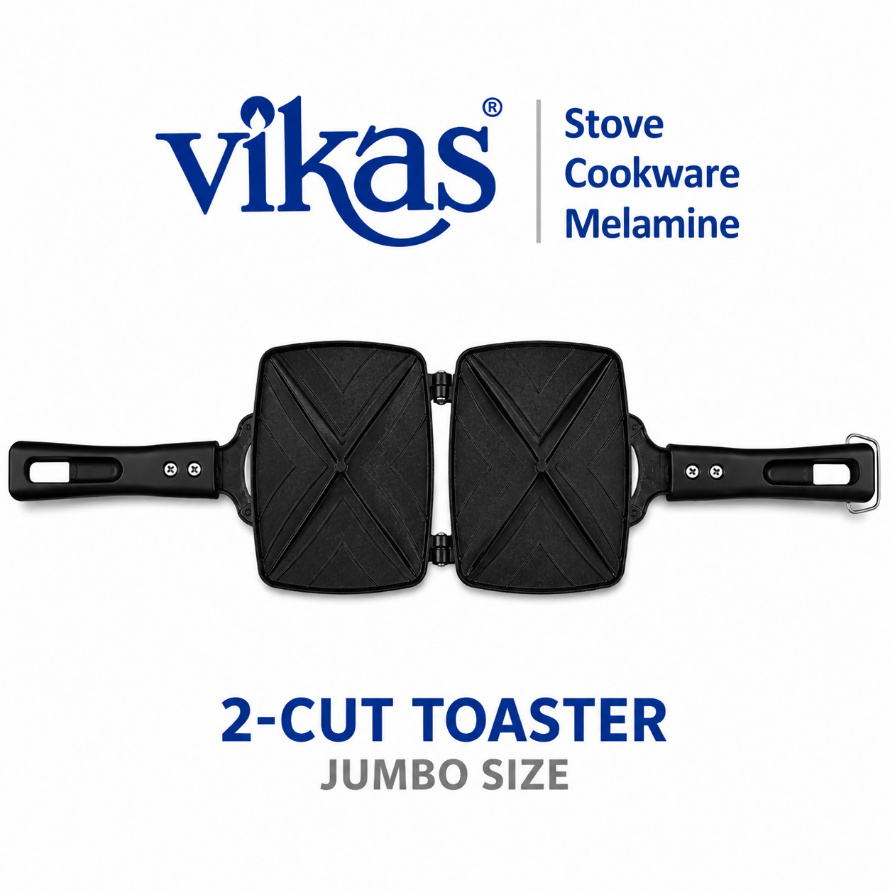 Two Vikas stove top toaster variants: 2-cut pocket style & grill panini style