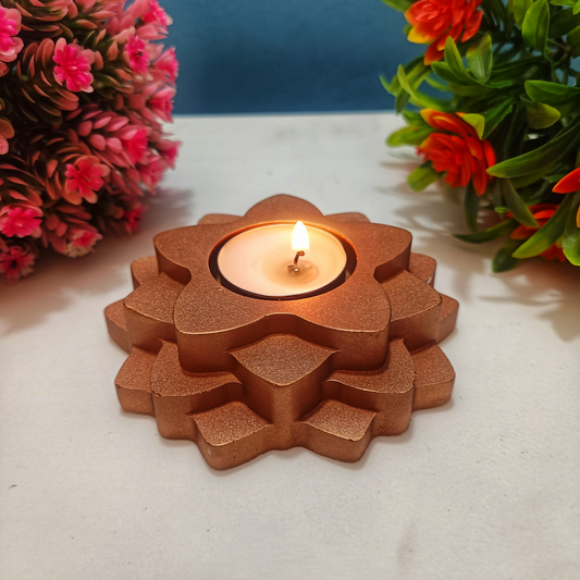 Flower 4-Layer Diya gold tealight candle Elegant Home Decor Handmade