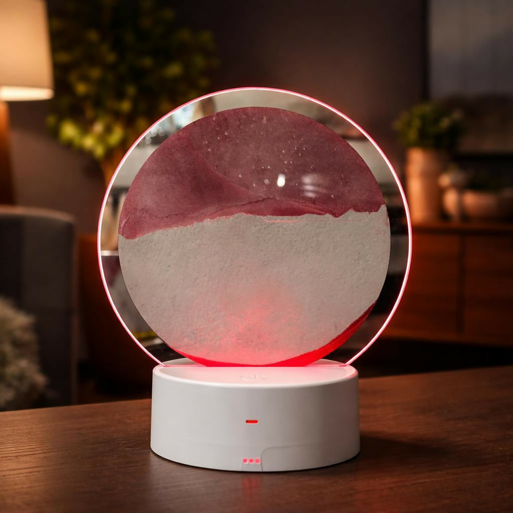 LED Round Static brown Sand Art Lamp | Ambient Decorative Night Light Home Decor