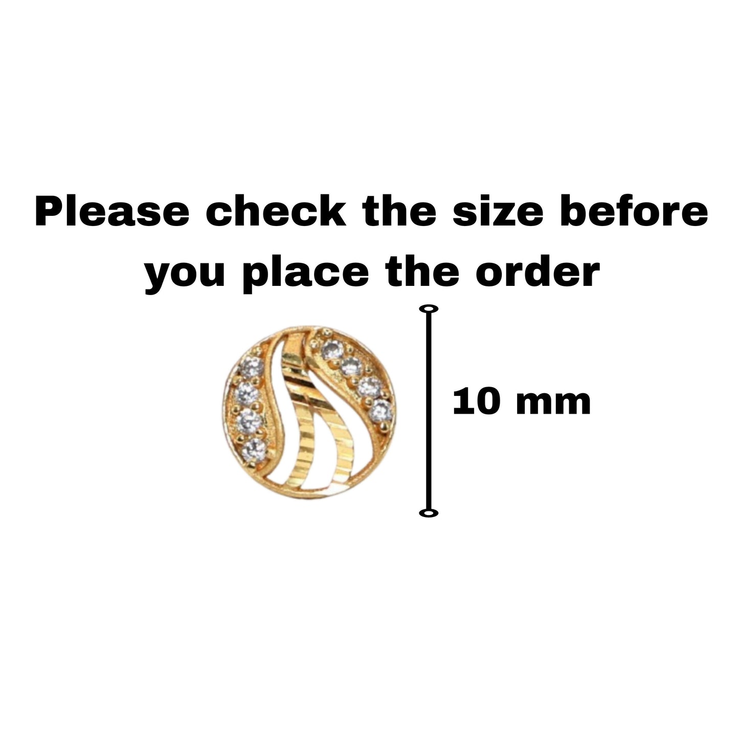 Gold Plated AD Stud Earrings -Round Leaf Design for women and girls