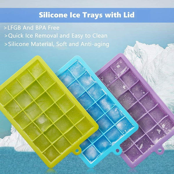 Close-up of silicone ice cube tray with vibrant colors