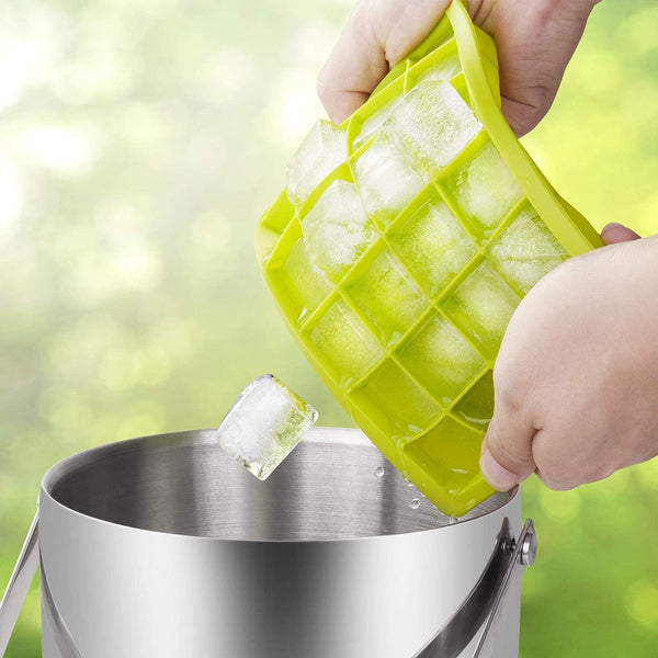 Silicone ice tray showing flexible cavities