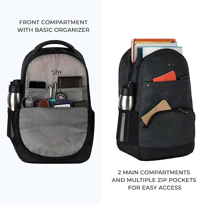 GEAR Vintage Faux Leather Laptop Backpack Navy Black