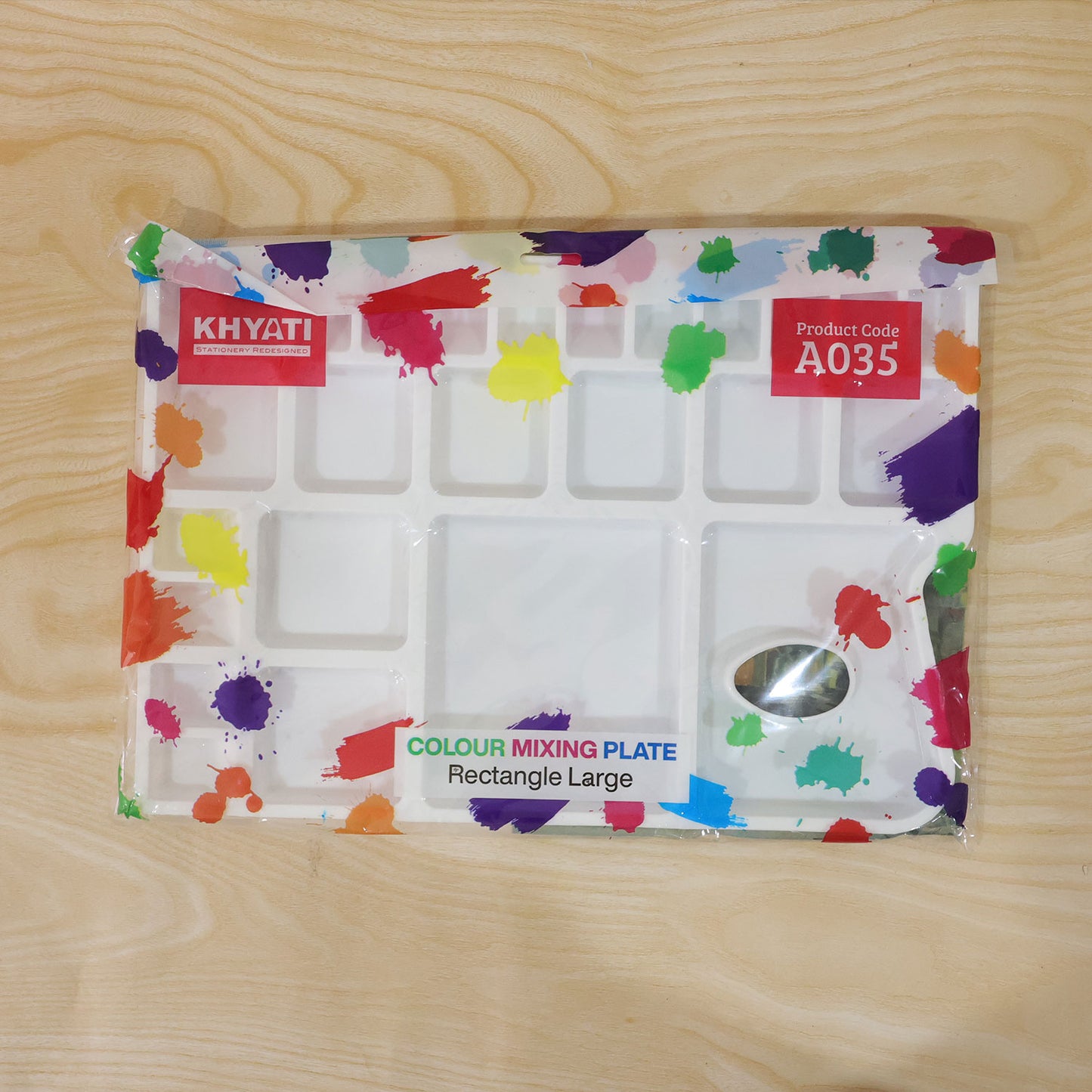 Large Rectangle Colour Mixing Plate Multi Well Paint Palette with Thumb Hole Grip