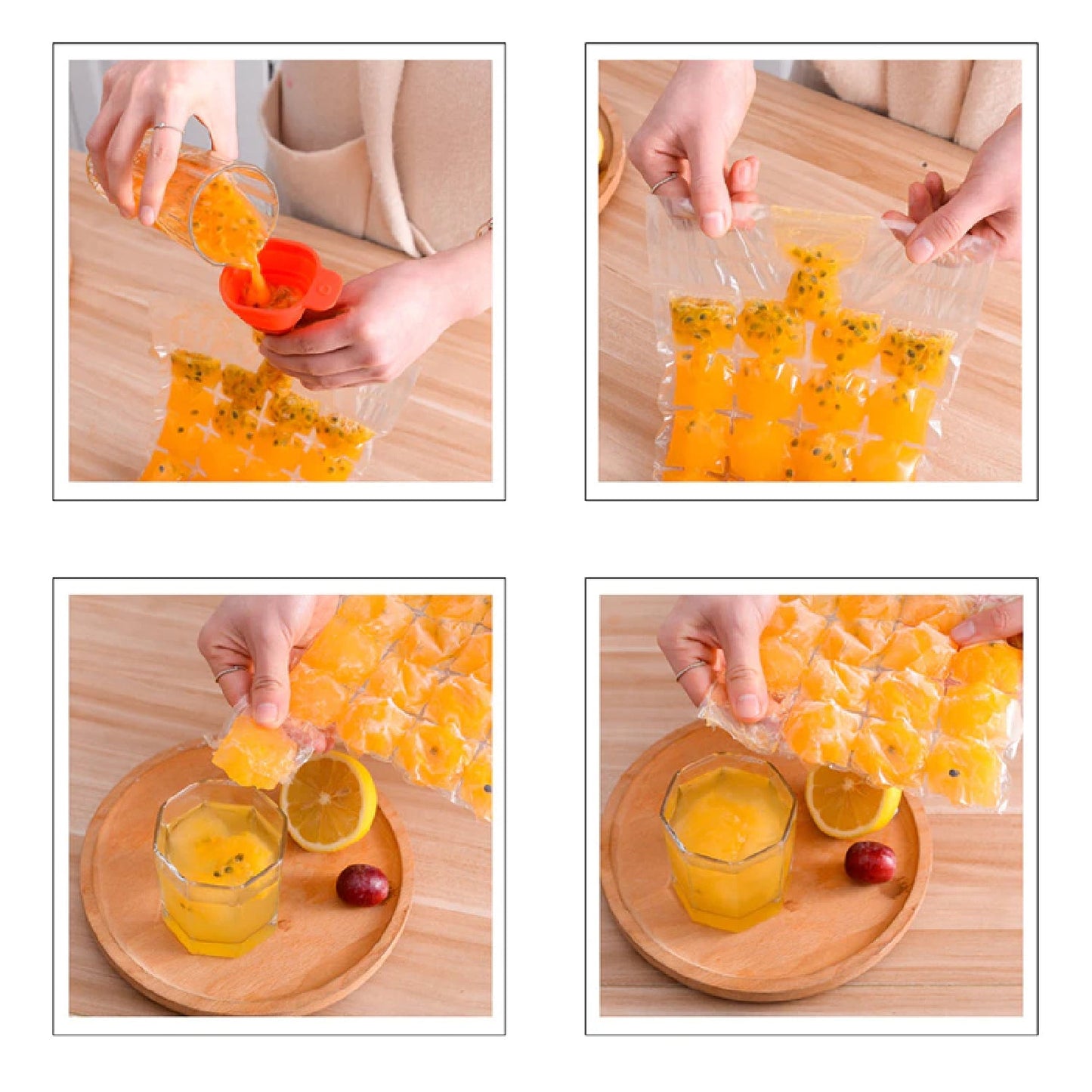 Disposable Ice Cube Bags, Cold Ice Pack Cooler Bag for Cocktail Food Wine