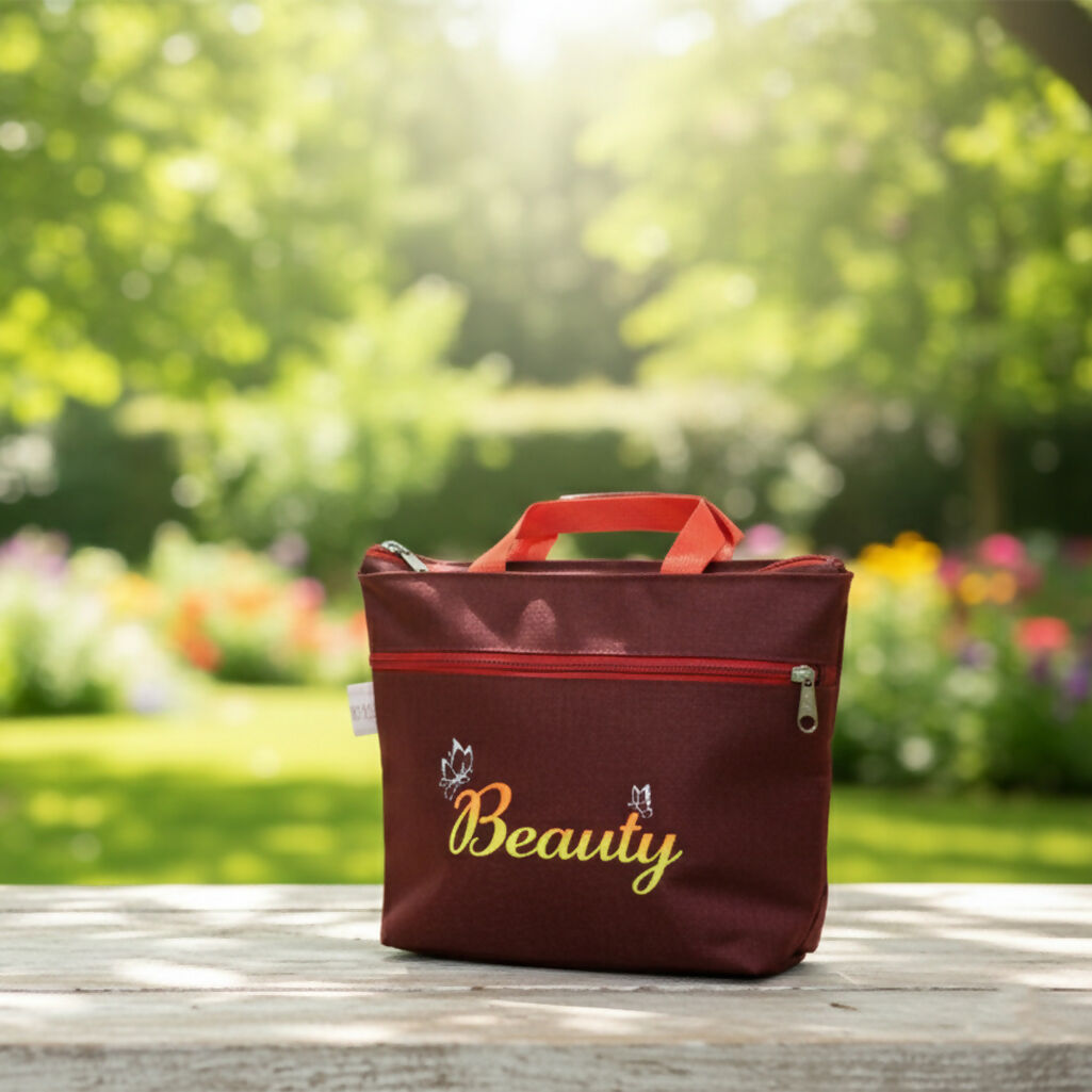 Stylish Denim Shopping Bag with Green Handles – “Beauty” Tote