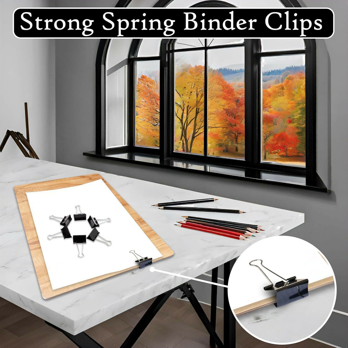 Heavy Duty Binder Clips Set with Strong Spring Grip for Office & School Use (41 mm, 12 Pieces)