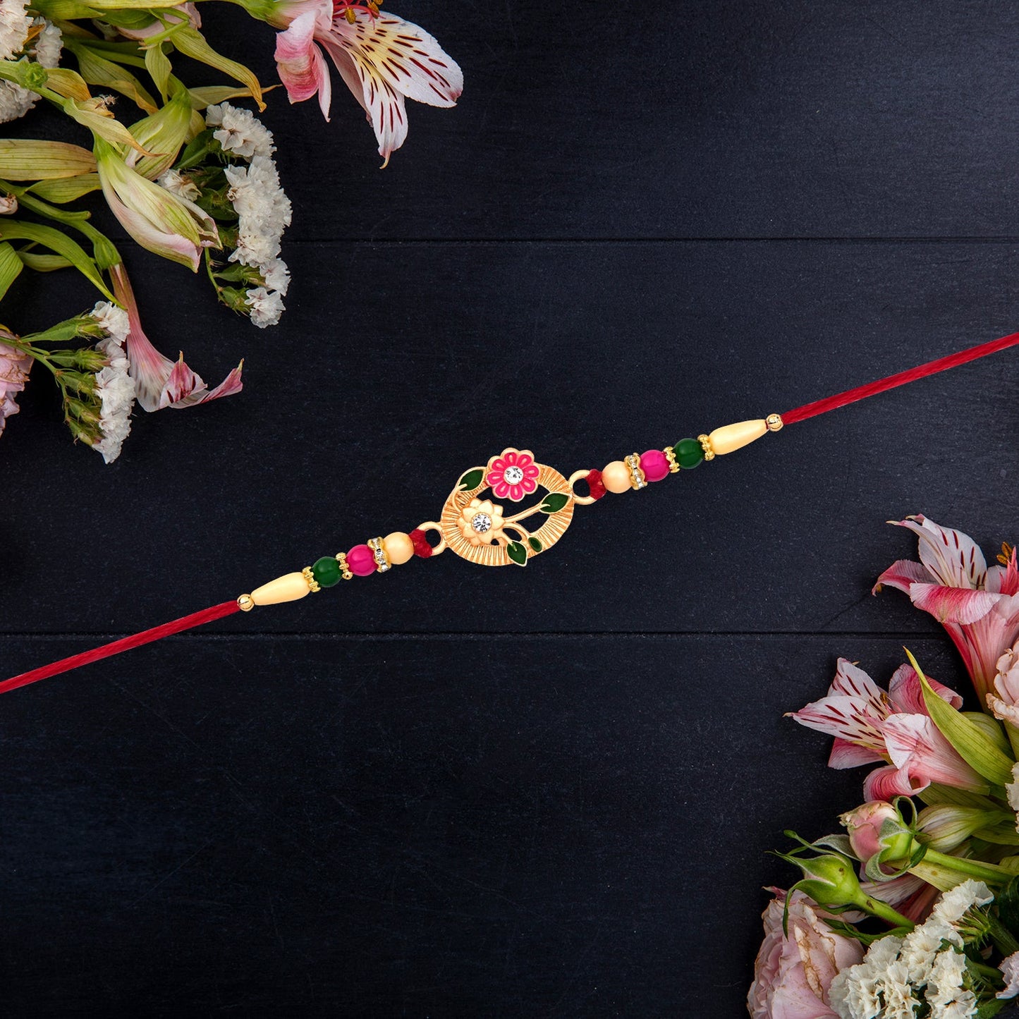 Flower Motif Rakhi Festive Design for Brothers (10pcs)