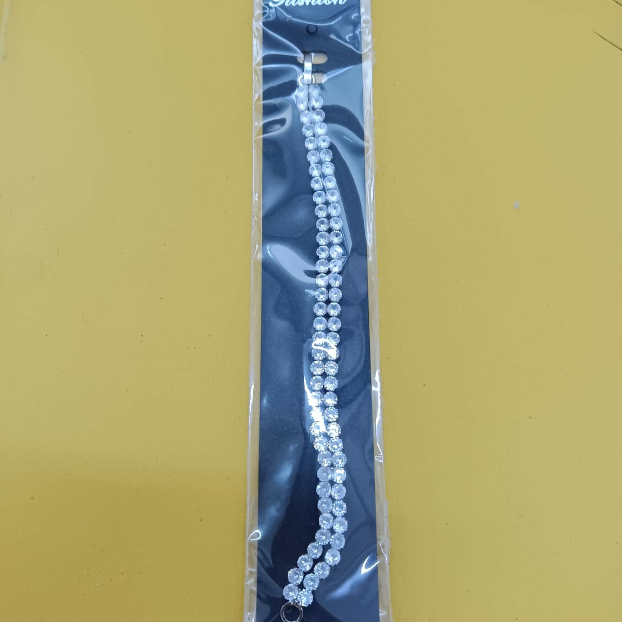 Silver Plated Ad Stone Double Line Bracelet