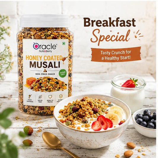 Oracle Fruit & Nut Muesli, Crunchy Wholegrain Oats Healthy Breakfast Cereal 450g