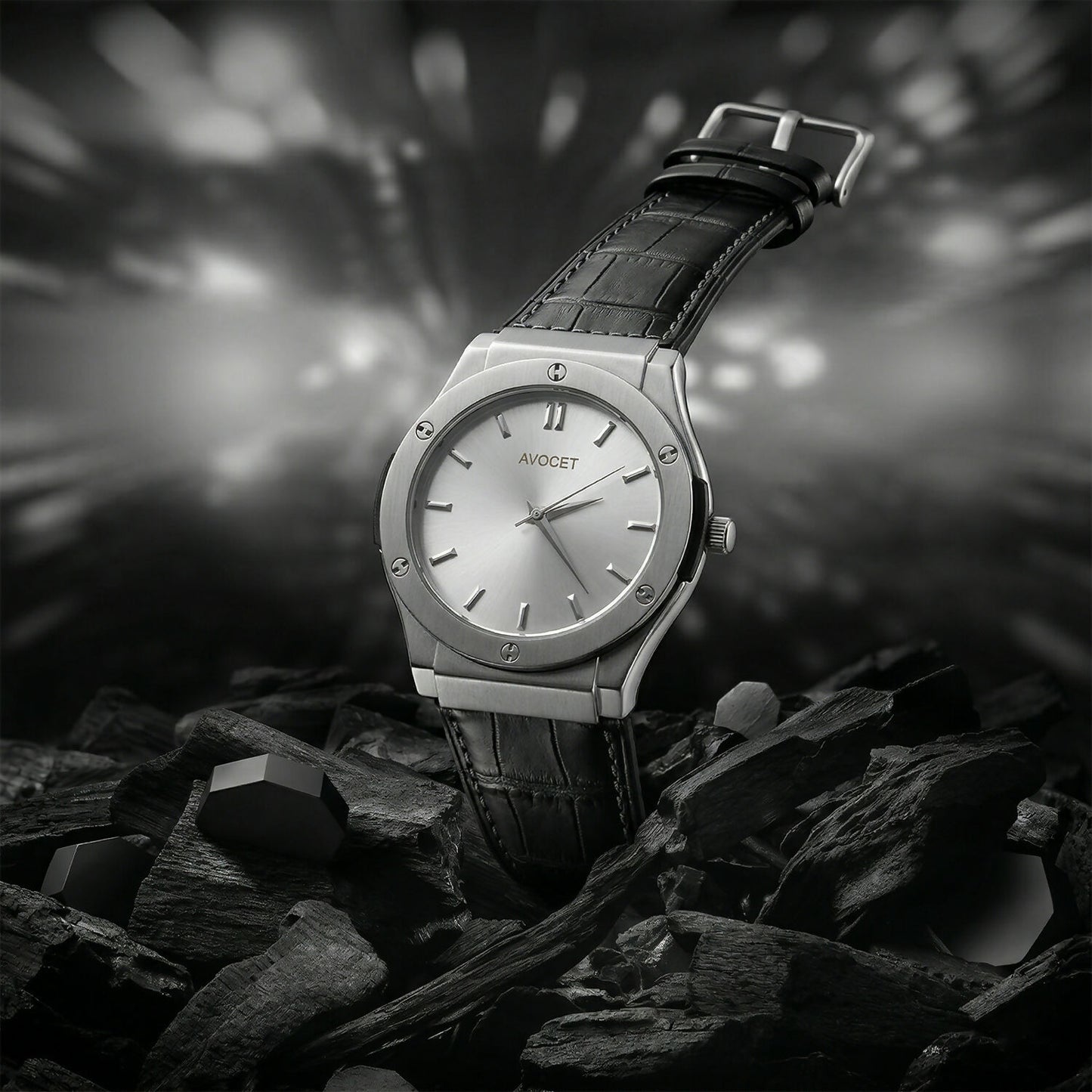 Elegant Silver Dial Analog Wrist Watch with Premium Textured Strap for Men