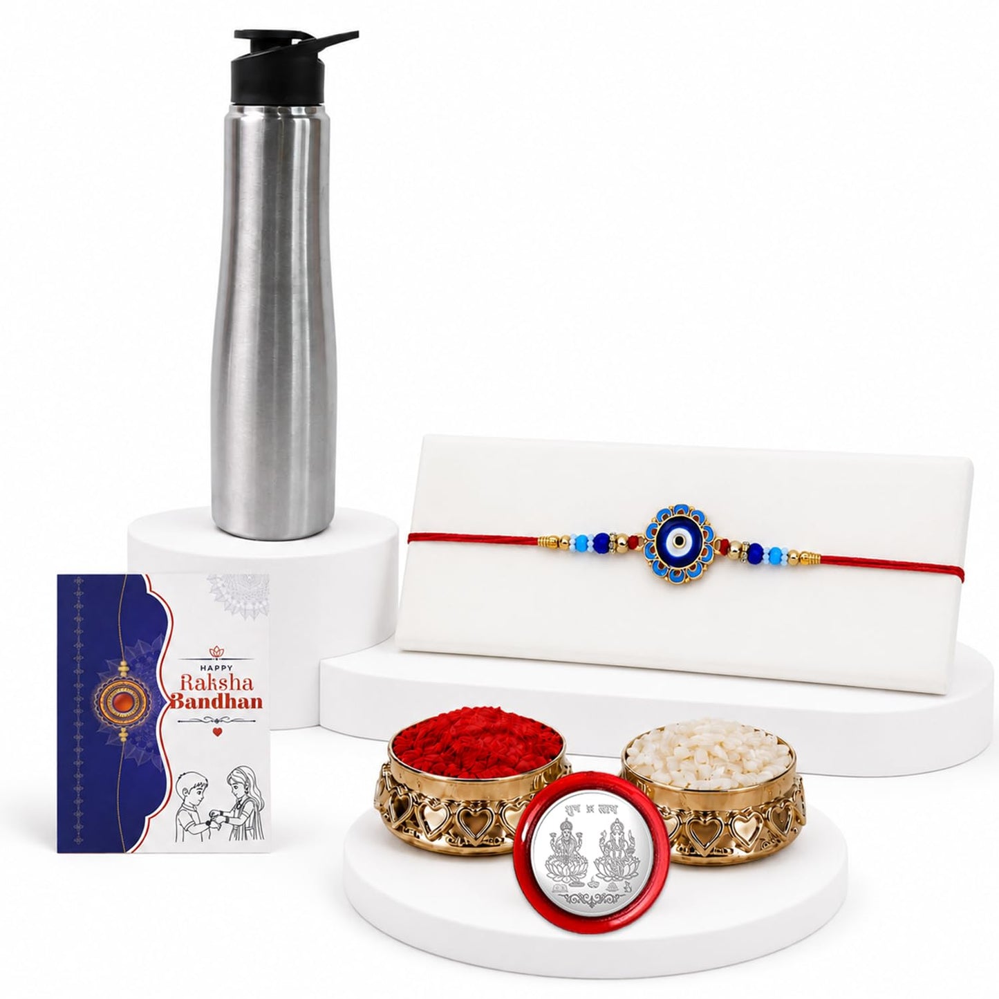 Evil Eye Multicolor Rakhi for Brother & Bhaiya with Stainless Steel | Pack of 5
