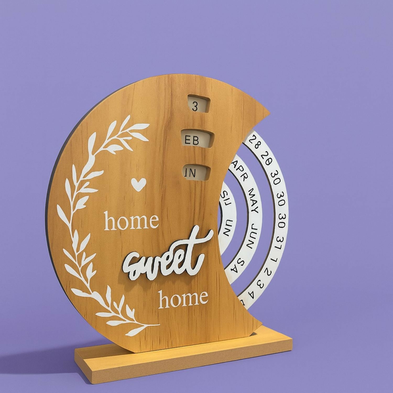 Rustic Wooden Perpetual Desk Calendar – “Home Sweet Home” Decorative Wooden Block Calendar with Rotating Date, Month & Day Display – Reusable Tabletop Organizer for Office, Study & Home Décor