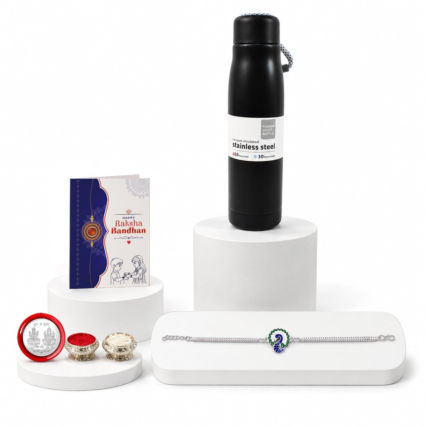 Peacock Multicolor Rakhi for Brother & Bhaiya with Vacuum Insulated | Pack of 5