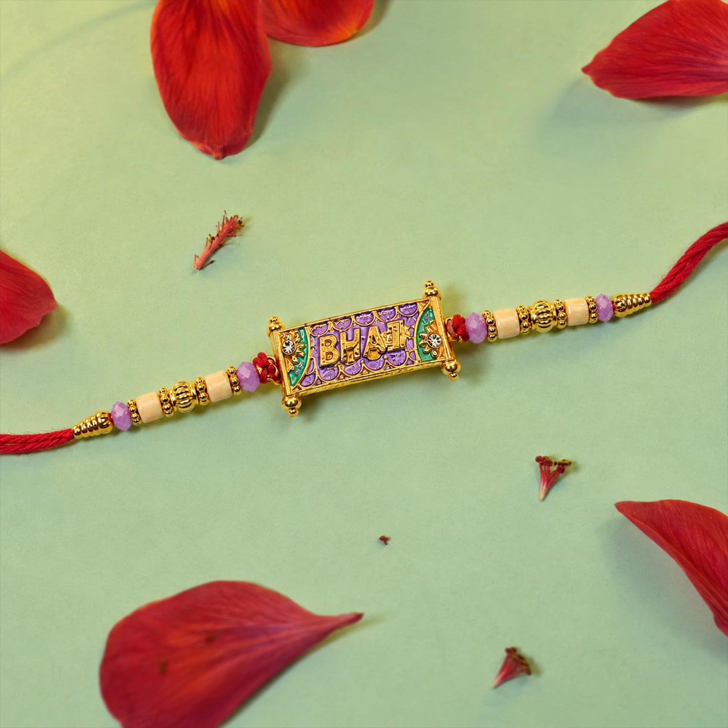 Rakhi for Brother with Ganesh Pooja Thali - Raksha Bandhan Gift Set, Pack of 7