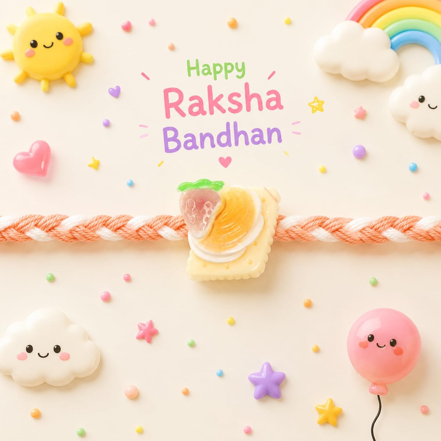 Rakhi for Brother with Cream Biscuit 60gm - Rakshabandhan Gift Set, Pack of 7