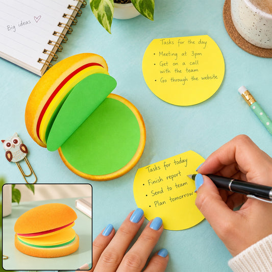 Burger Shaped Sticky Notes – Multicolor Unique Memo Pads | Foloria