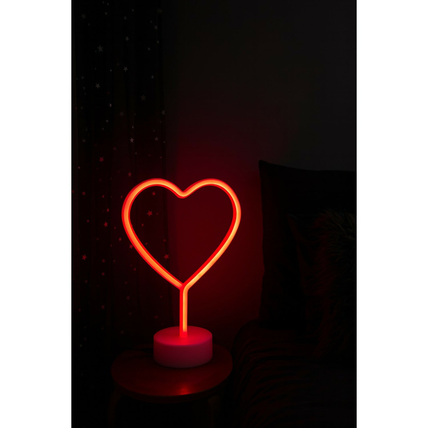 Romantic Heart LED Neon Night Lamp with USB & Battery Power – Warm Red Glow Table Light for Bedroom, Living Room, Café, Parties & Gifting