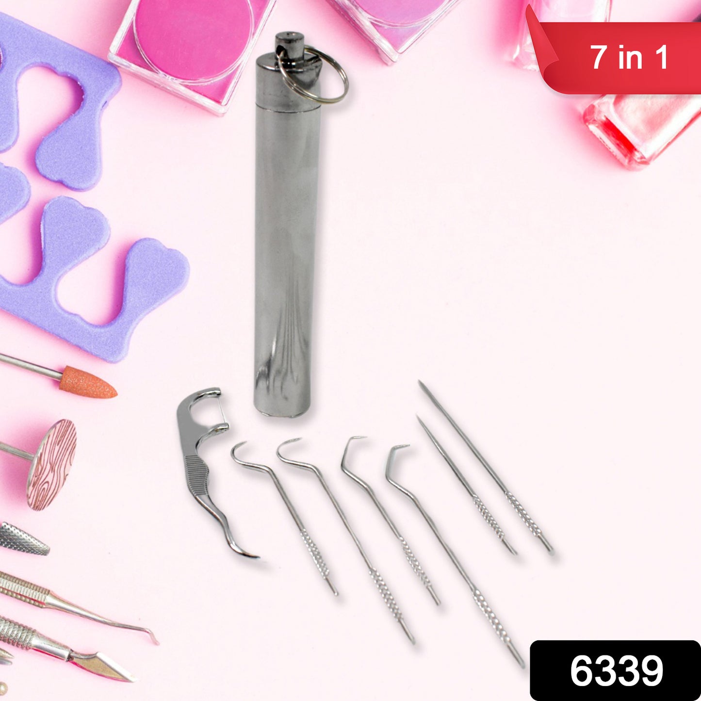 Stainless steel floss pick with ergonomic handle