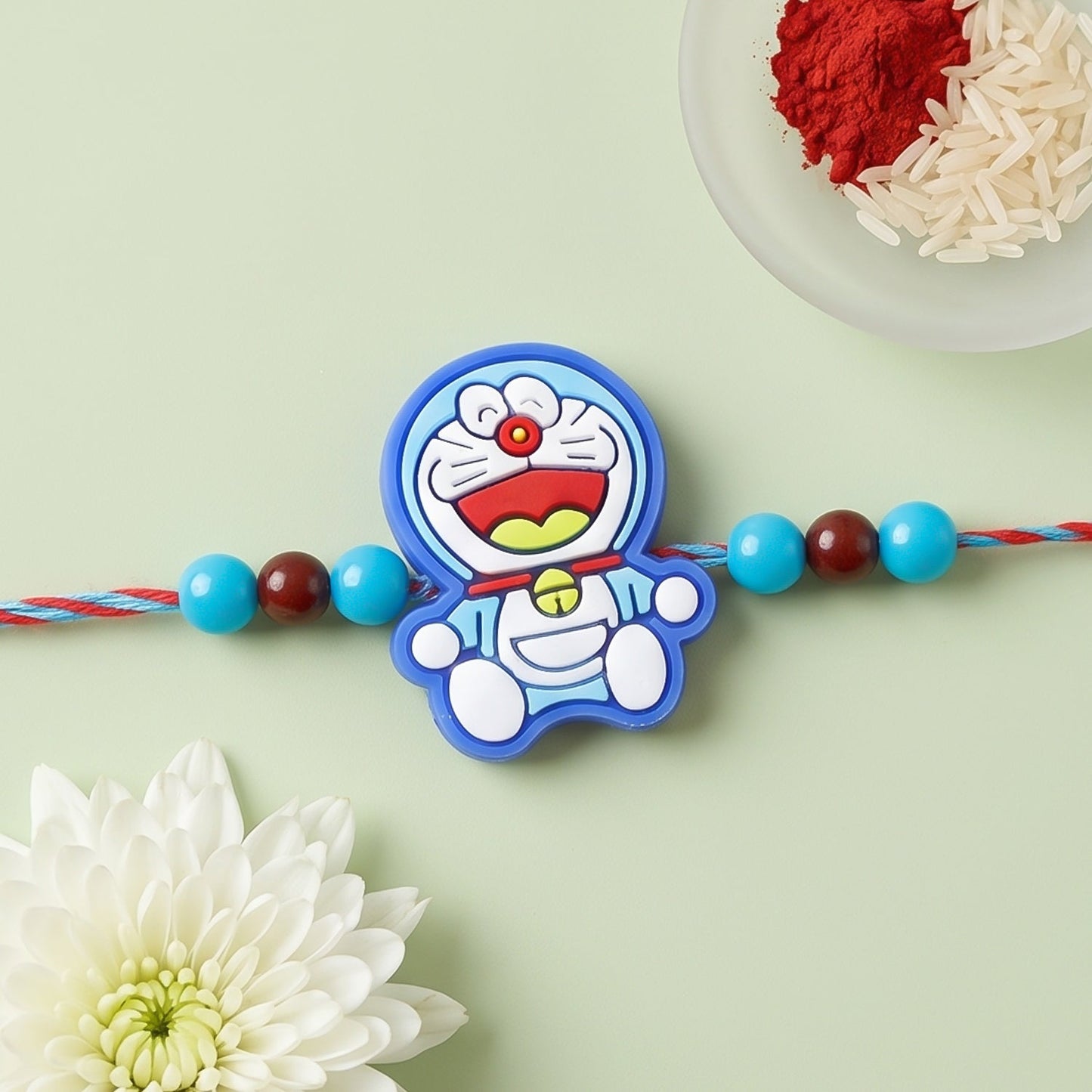 Cute Cartoon Face Kids Rakhi with Fun Beaded Festive Look Work (5pcs)
