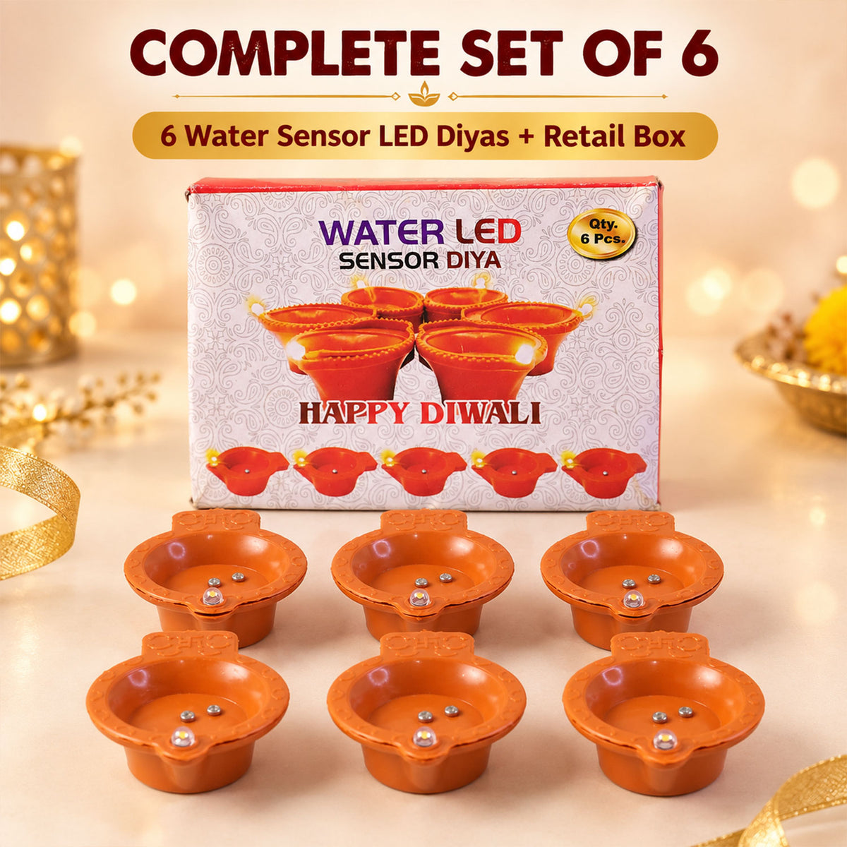 Water sensor LED diya set - complete set