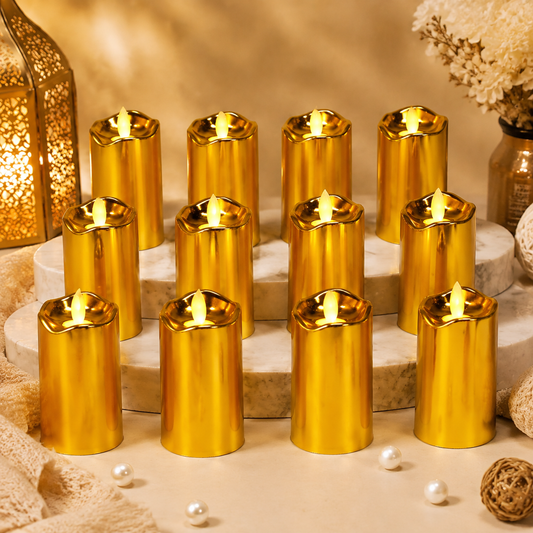 Flickering LED Candles (12 pcs) – Realistic Flame Decor | JubileeJoy