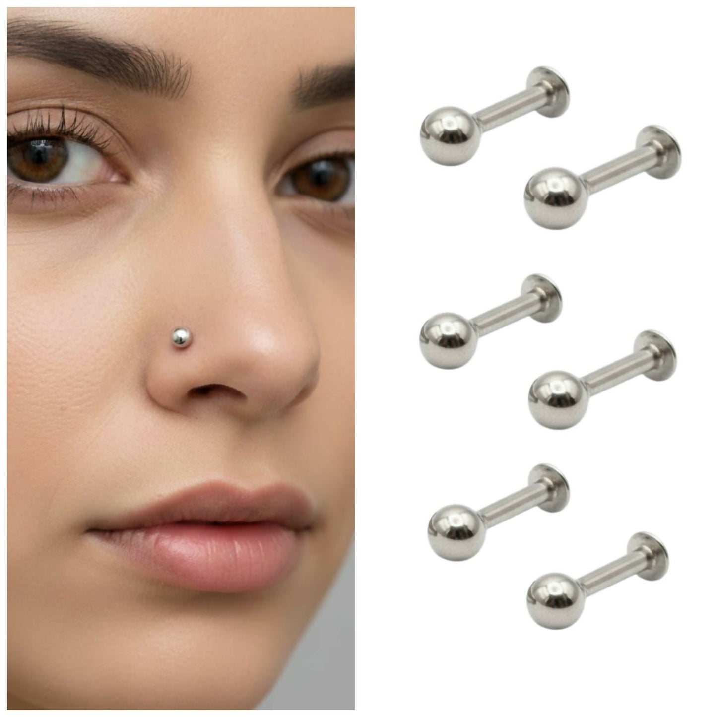 silver plated Flat Back Stud Laung Koka Nathni Earrings for women and girls combo pack of 6