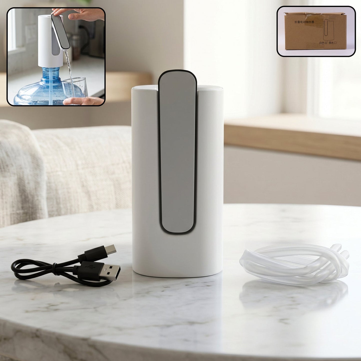 Electric Water Dispenser Pump Foldable USB Rechargeable Automatic for Bottle (1 Pc)